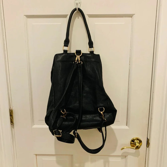 ALDO Black Faux Leather Backpack Book Bag - Picture 2 of 12